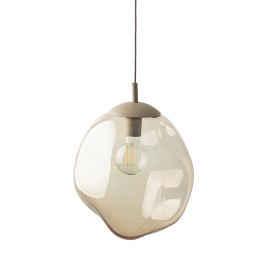 lampadario sfera di vetro cognac trasparente a sospensione design moderno